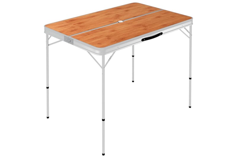 Foldbart Campingbord med 2 Bænke Aluminium Brun - Brun - Havemøbler - Havebord - Campingborde