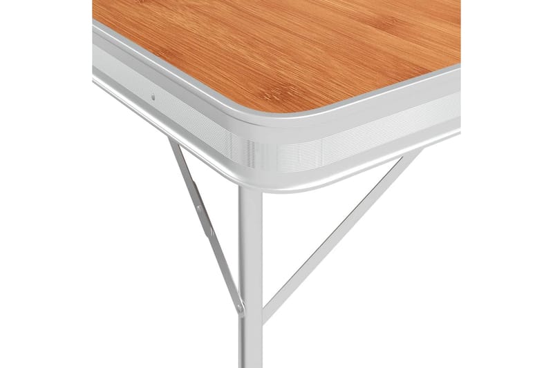 Foldbart Campingbord med 2 Bænke Aluminium Brun - Brun - Havemøbler - Havebord - Campingborde