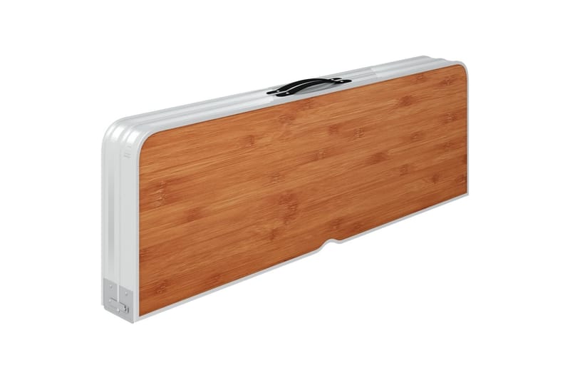 Foldbart Campingbord med 2 Bænke Aluminium Brun - Brun - Havemøbler - Havebord - Campingborde