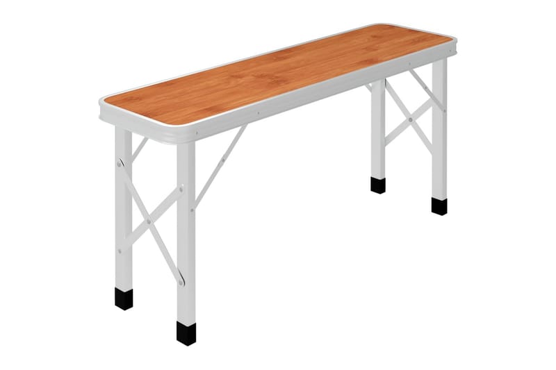 Foldbart Campingbord med 2 Bænke Aluminium Brun - Brun - Havemøbler - Havebord - Campingborde