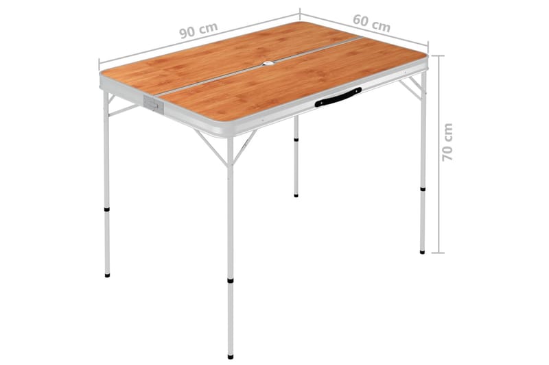 Foldbart Campingbord med 2 Bænke Aluminium Brun - Brun - Havemøbler - Havebord - Campingborde