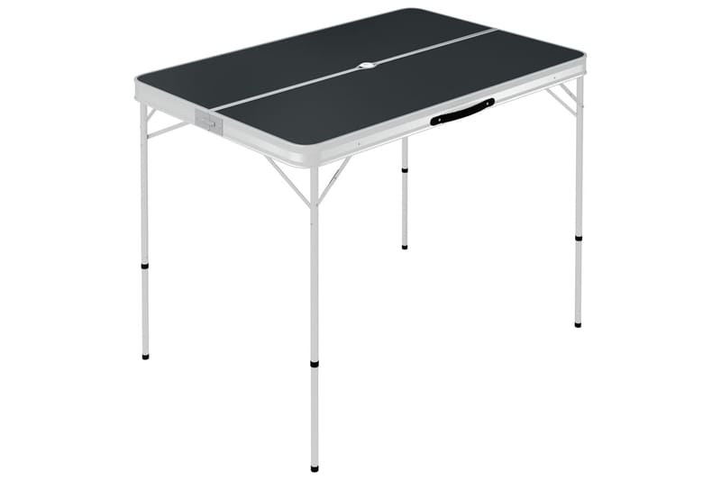 Foldbart Campingbord med 2 Bænke Aluminium Grå - Grå - Havemøbler - Havebord - Campingborde