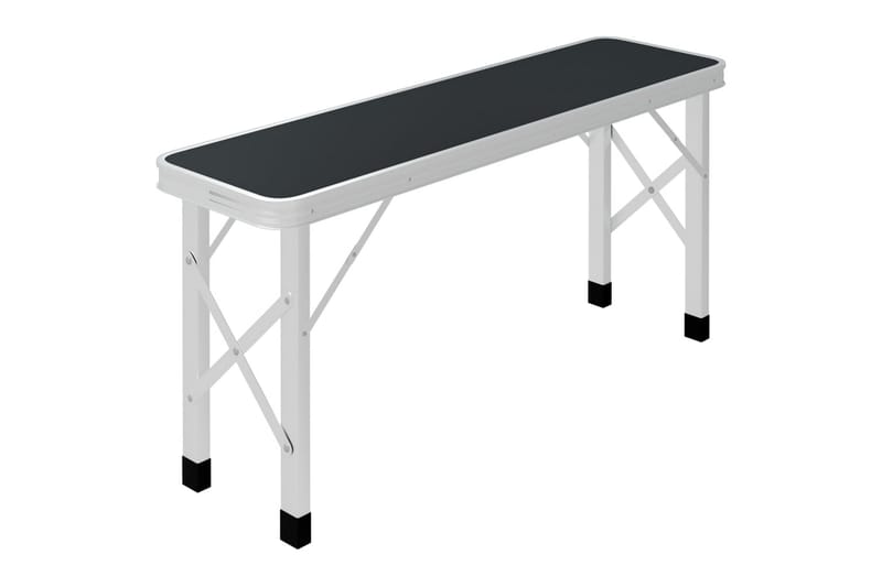 Foldbart Campingbord med 2 Bænke Aluminium Grå - Grå - Havemøbler - Havebord - Campingborde
