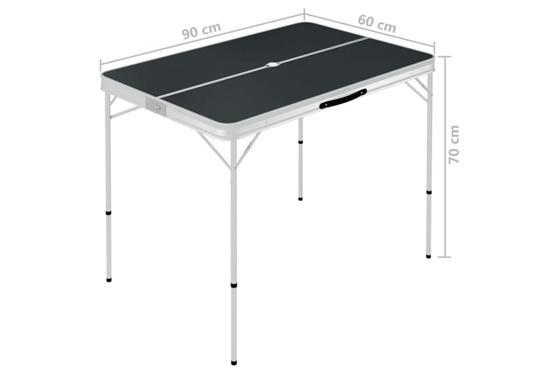 Foldbart Campingbord med 2 Bænke Aluminium Grå - Grå - Campingmøbler - Campingborde