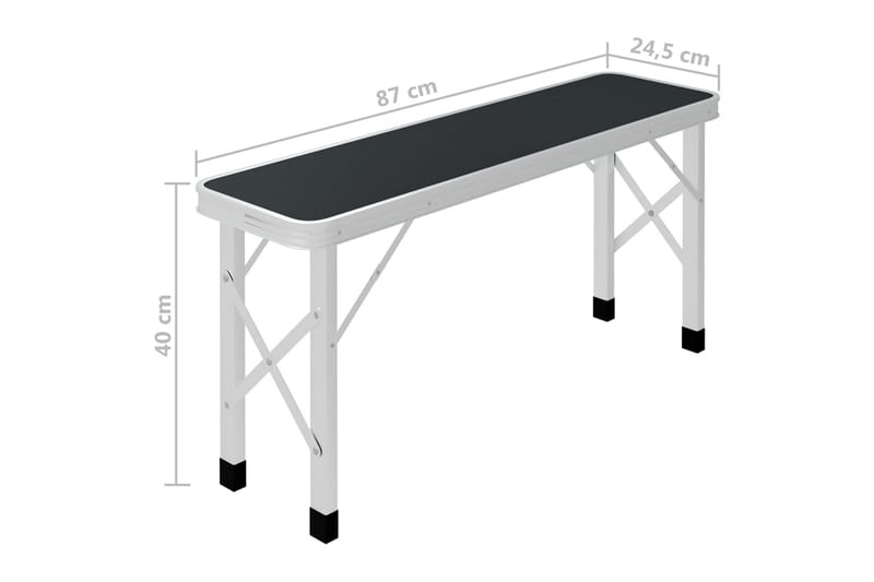 Foldbart Campingbord med 2 Bænke Aluminium Grå - Grå - Havemøbler - Havebord - Campingborde
