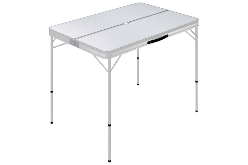 Foldbart Campingbord med 2 Bænke Aluminium Hvid - Hvid - Havemøbler - Havebord - Campingborde