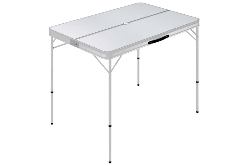 Foldbart Campingbord med 2 Bænke Aluminium Hvid - Hvid - Campingmøbler - Campingborde