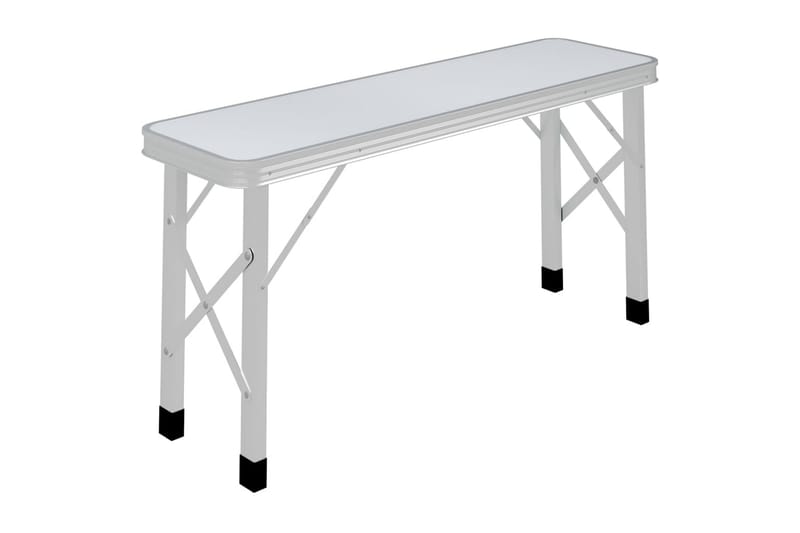 Foldbart Campingbord med 2 Bænke Aluminium Hvid - Hvid - Havemøbler - Havebord - Campingborde