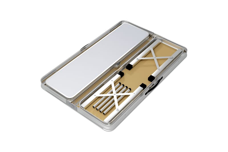 Foldbart Campingbord med 2 Bænke Aluminium Hvid - Hvid - Havemøbler - Havebord - Campingborde