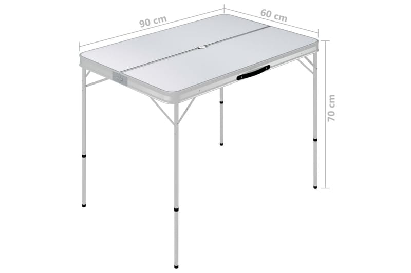 Foldbart Campingbord med 2 Bænke Aluminium Hvid - Hvid - Havemøbler - Havebord - Campingborde
