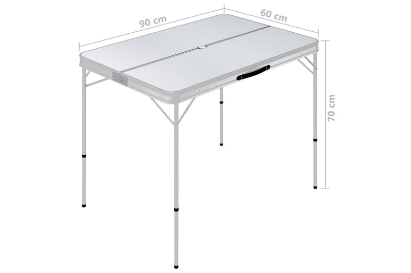 Foldbart Campingbord med 2 Bænke Aluminium Hvid - Hvid - Campingborde - Campingmøbler