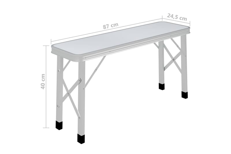 Foldbart Campingbord med 2 Bænke Aluminium Hvid - Hvid - Havemøbler - Havebord - Campingborde