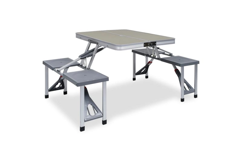 Foldbart Campingbord Med 4 Siddepladser Stål Aluminium - Havemøbler - Havebord - Campingborde