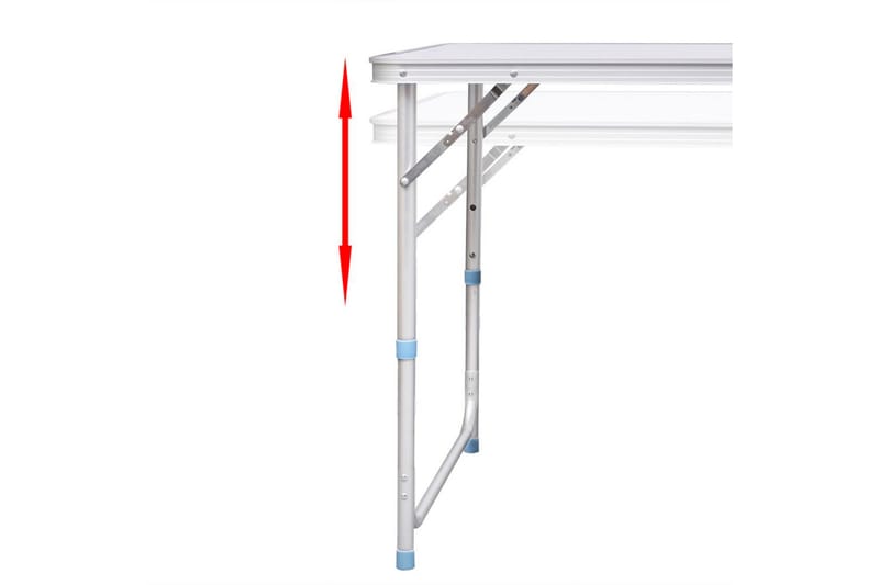Sammenfoldeligt Højdejusterbart Camping Bord, 120X60Cm - Hvid - Havemøbler - Havebord - Campingborde
