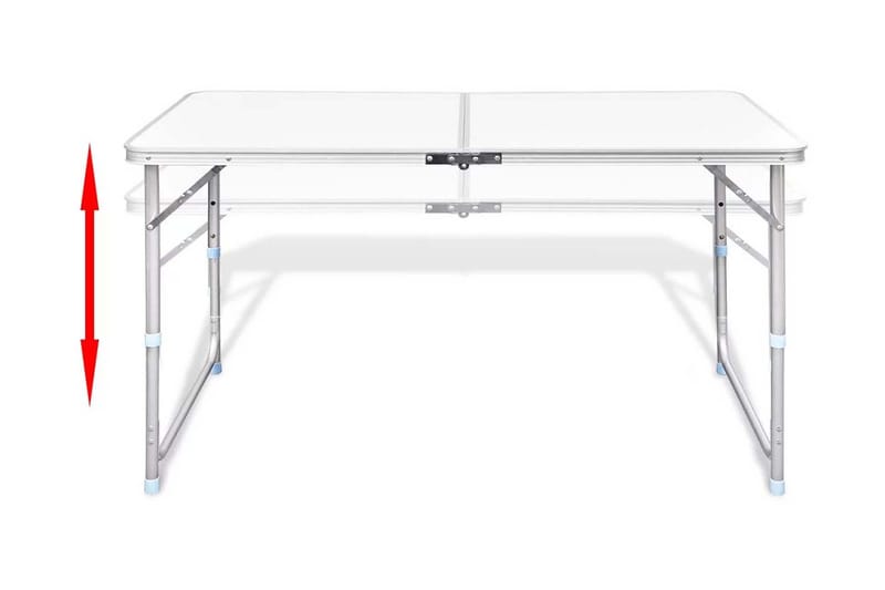 Sammenfoldeligt Højdejusterbart Camping Bord, 120X60Cm - Hvid - Havemøbler - Havebord - Campingborde