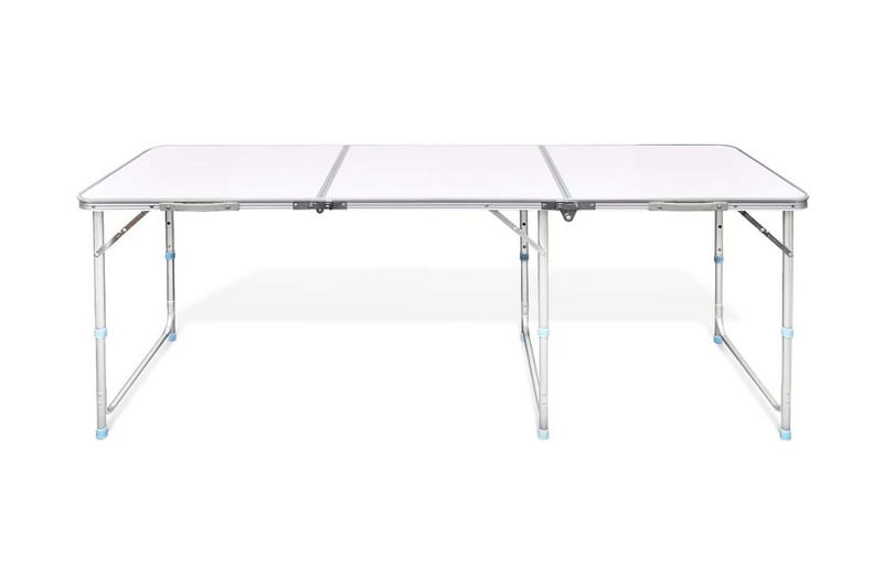 Sammenfoldeligt Højdejusterbart Camping Bord, 180X60Cm - Hvid - Havemøbler - Havebord - Campingborde
