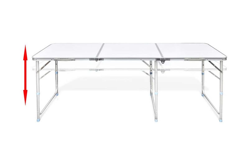 Sammenfoldeligt Højdejusterbart Camping Bord, 180X60Cm - Hvid - Havemøbler - Havebord - Campingborde