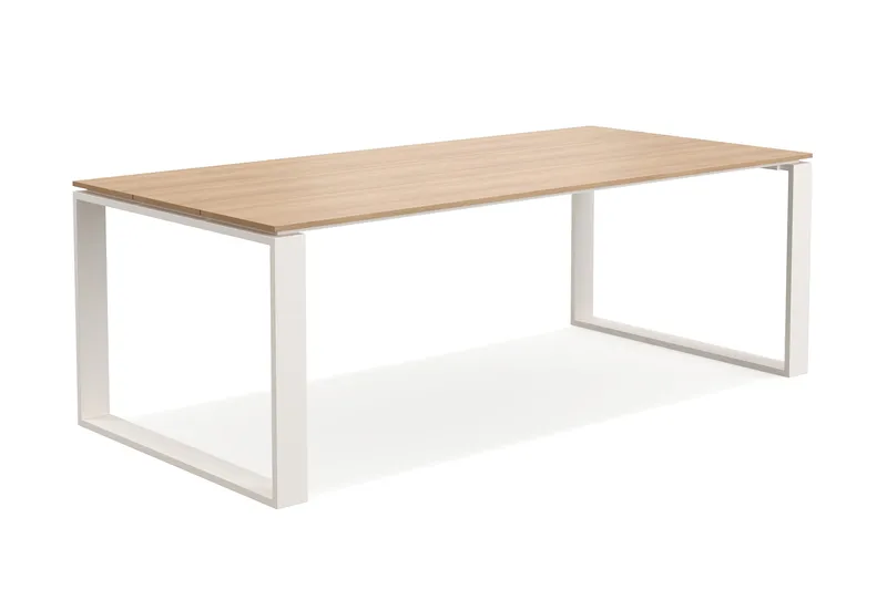 Devon stort rektangulært udendørs spisebord 210x100 cm i aluminium - Beige - Havemøbler - Havebord - Spisebord & havebord