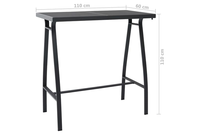 Havebarbord 110x60x110 cm Hærdet Glas Sort - Sort - Spisebord & havebord