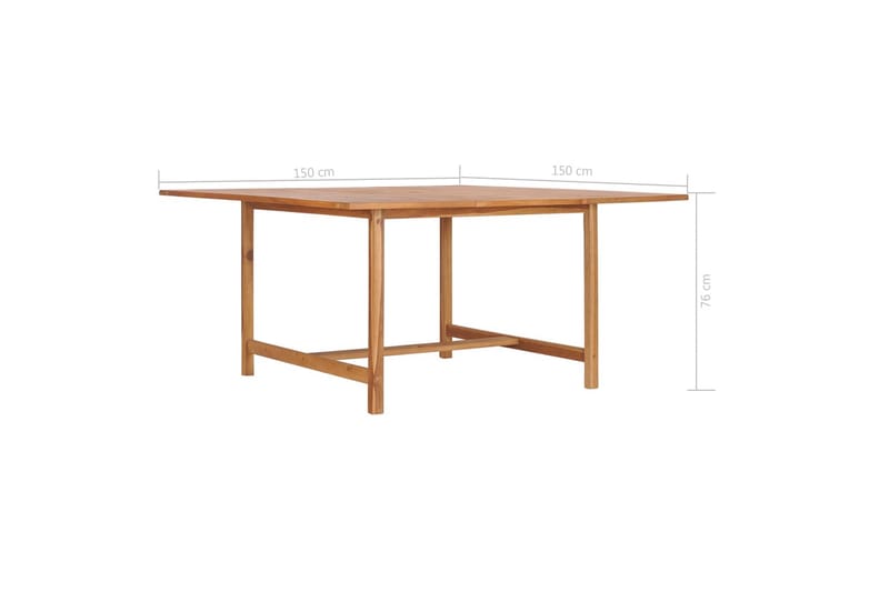 Havebord 150x150x76 cm Massivt Teaktræ - Brun - Spisebord & havebord