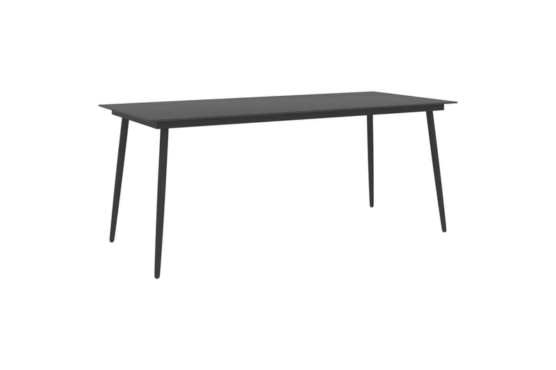 havebord 190x90x74 cm stål og glas sort - Sort - Havemøbler - Havebord - Spisebord & havebord