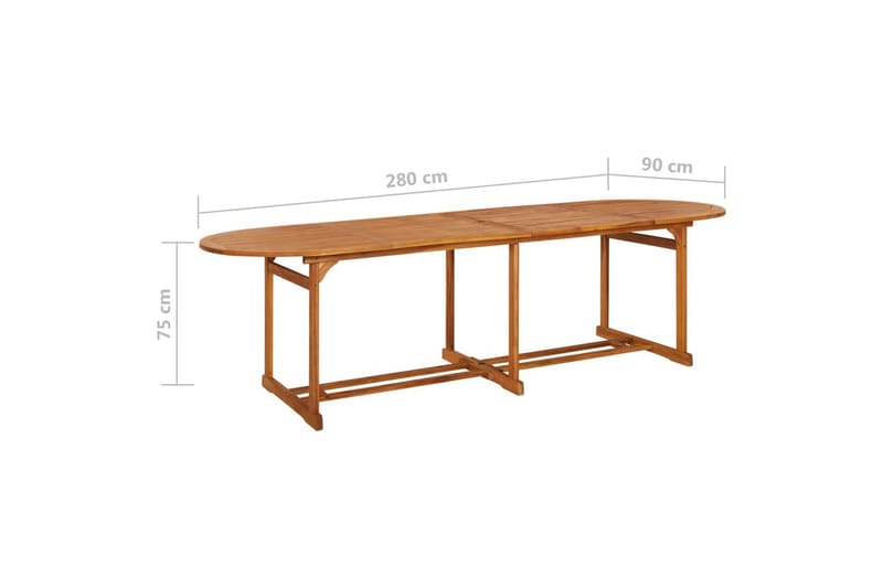 havebord 280x90x75 cm massivt akacietræ - Brun - Havemøbler - Havebord - Spisebord & havebord