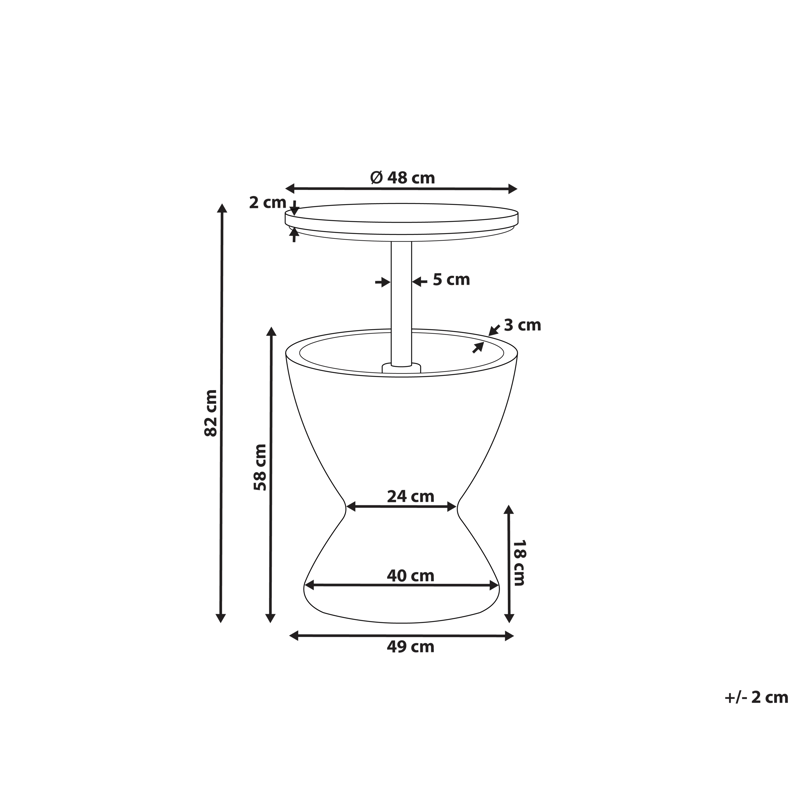 Kølebar/barbord udendørs Aisa 49 cm imitation af træ - brun - Havemøbler - Havebord - Barbord udendørs