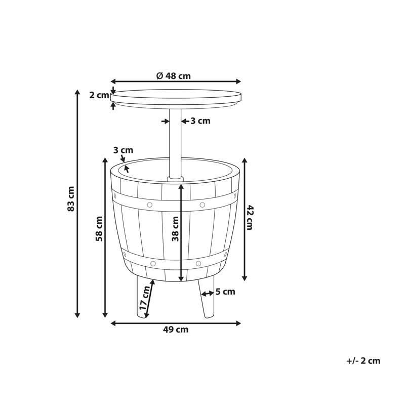 Kølebar/barbord udendørs Silg 49 cm - beige/grå/hvid - Havemøbler - Havebord - Barbord udendørs