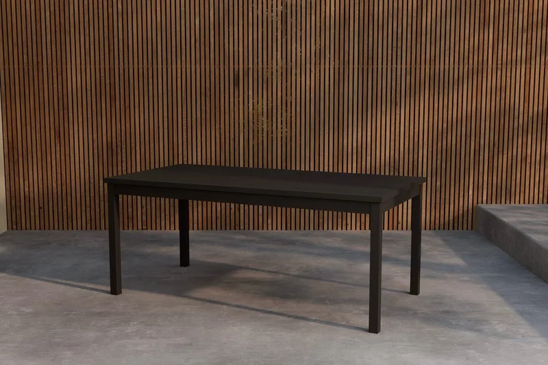 Kenya rektangulært spisebord 180 cm udendørs, Sort