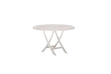 Kenya rundt spisebord 120 cm udendørs - Hvidkalket - Havemøbler - Havebord - Spisebord & havebord