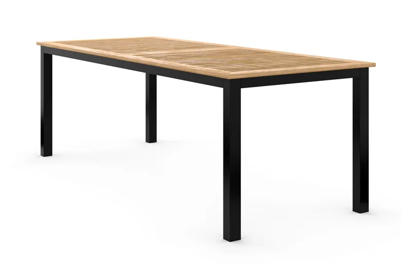 Las Vegas Udtræksbord 220/280x100 cm - Sort/Teak - Havemøbler - Havebord - Spisebord & havebord