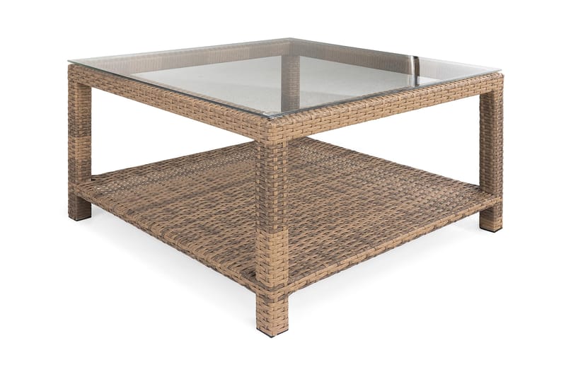 Bahamas Bord med Hylde 75x75 cm - Sand - Havemøbler - Havebord - Loungeborde & Sofaborde udendørs