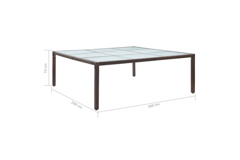 Havebord 200x200x74 cm Polyrattan Brun - Havemøbler - Havebord - Loungeborde & Sofaborde udendørs