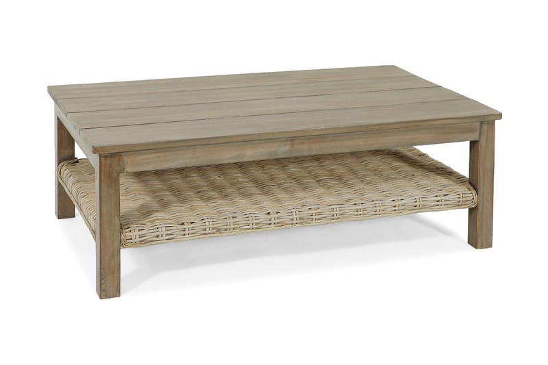 Kullen Lounge Bord 111x67x40 Ægte Rattan med Mangotræ - Antik-Grå Naturrattan - Havemøbler - Havebord - Loungeborde & Sofaborde udendørs