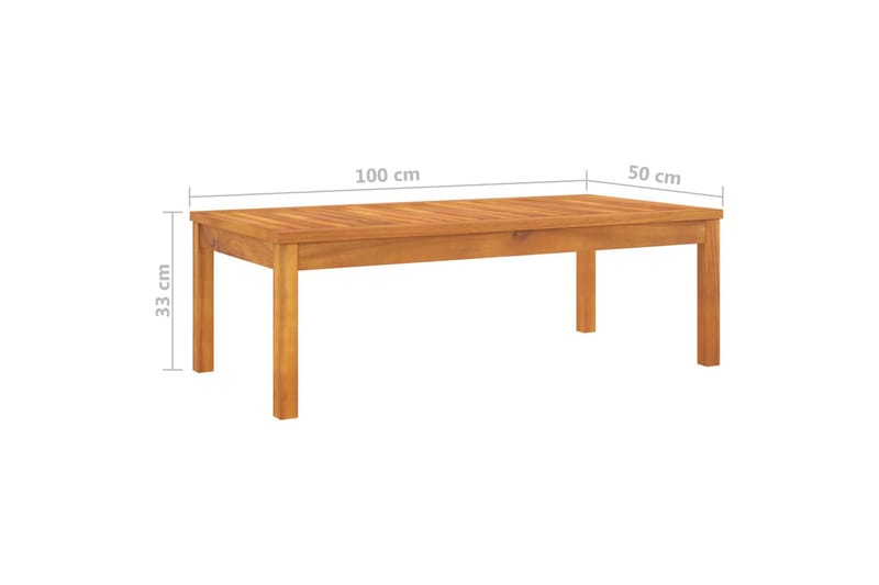 Sofabord 100x50x33 cm massivt akacietræ - Brun - Havemøbler - Havebord - Loungeborde & Sofaborde udendørs