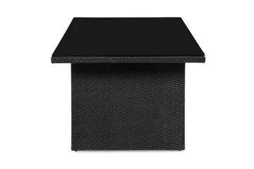 Majestic spisebord til udendørsbrug 210x100 cm – udendørsbord i polyrattan med bordplade i glas til have og terrasse - Sort - Havemøbler - Havebord - Spisebord & havebord