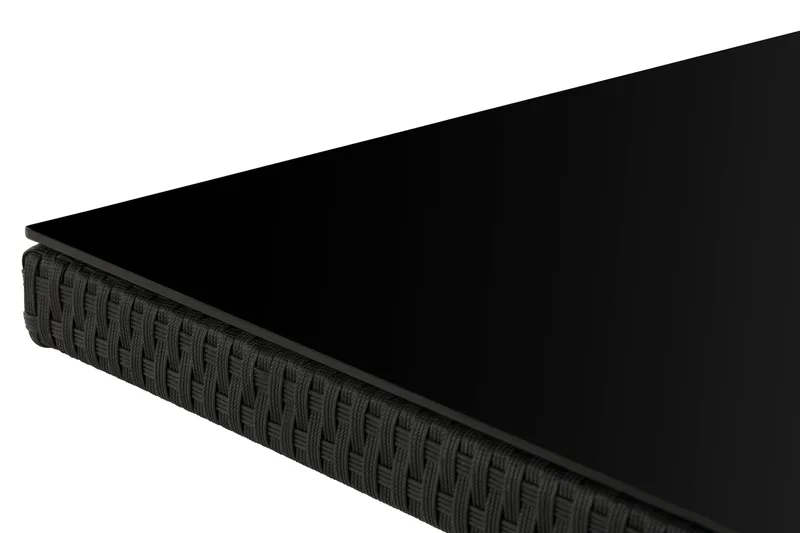 Majestic spisebord til udendørsbrug 210x100 cm – udendørsbord i polyrattan med bordplade i glas til have og terrasse - Sort - Havemøbler - Havebord - Spisebord & havebord