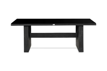 Majestic spisebord til udendørsbrug 210x100 cm – udendørsbord i polyrattan med bordplade i glas til have og terrasse - Sort - Havemøbler - Havebord - Spisebord & havebord