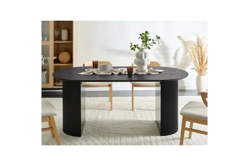 Matbord Beliani Savory Ljus trä Black - Havemøbler - Havebord - Spisebord & havebord