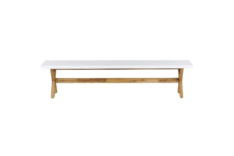 Matsalsset Beliani Olbia med bänkar 6-Sits White||Light wood - Havemøbler - Udendørsgruppe - Havesæt
