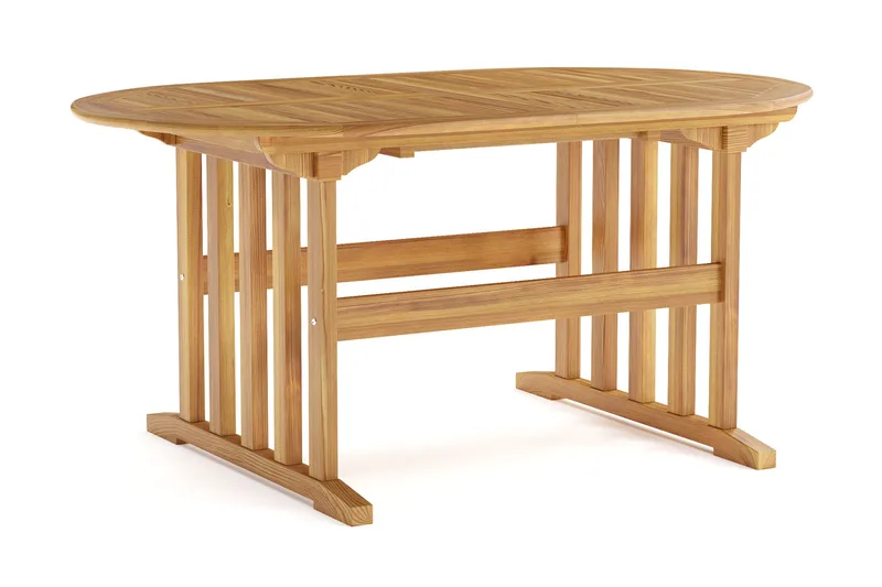 Menorca ovalt udtrækkeligt spisebord i træ til udendørs brug 90x150 cm, Teak/natur