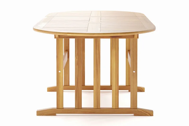 Menorca ovalt udtrækkeligt spisebord i træ til udendørs brug 90x150 cm - Teak/natur - Havemøbler - Havebord - Spisebord & havebord