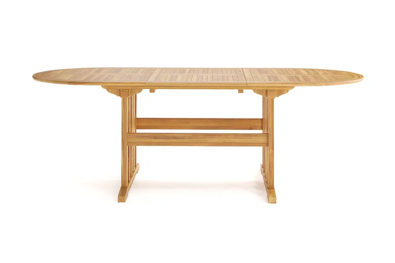 Menorca ovalt udtrækkeligt spisebord i træ til udendørs brug 90x150 cm - Teak/natur - Havemøbler - Havebord - Spisebord & havebord