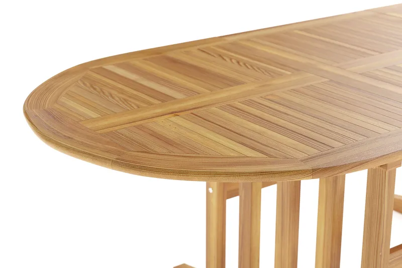 Menorca ovalt udtrækkeligt spisebord i træ til udendørs brug 90x150 cm - Teak/natur - Havemøbler - Havebord - Spisebord & havebord