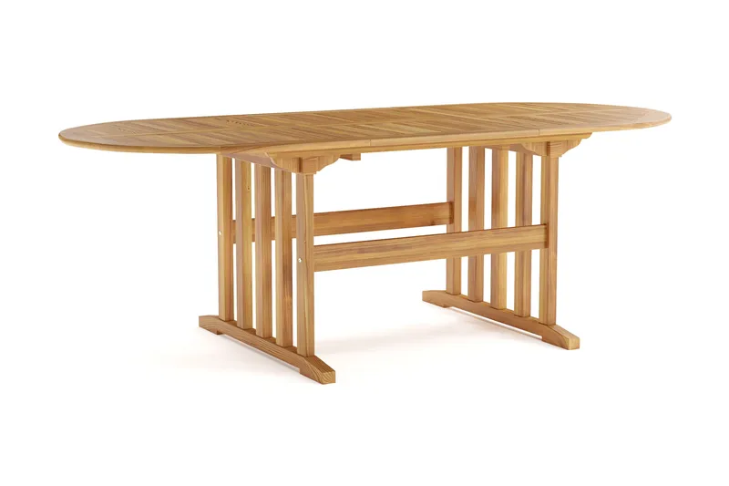 Menorca ovalt udtrækkeligt spisebord i træ til udendørs brug 90x150 cm - Teak/natur - Havemøbler - Havebord - Spisebord & havebord