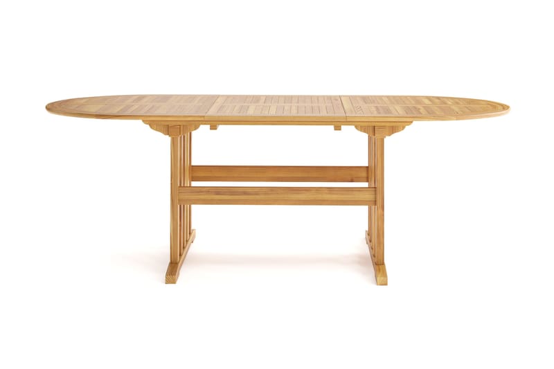 Menorca ovalt udtræksbart udendørs spisebord i træ 90x150 cm - Teak / Natur - Havemøbler - Havebord - Spisebord & havebord