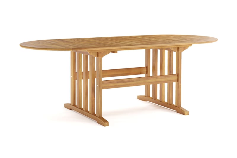 Menorca ovalt udtræksbart udendørs spisebord i træ 90x150 cm - Teak / Natur - Havemøbler - Havebord - Spisebord & havebord