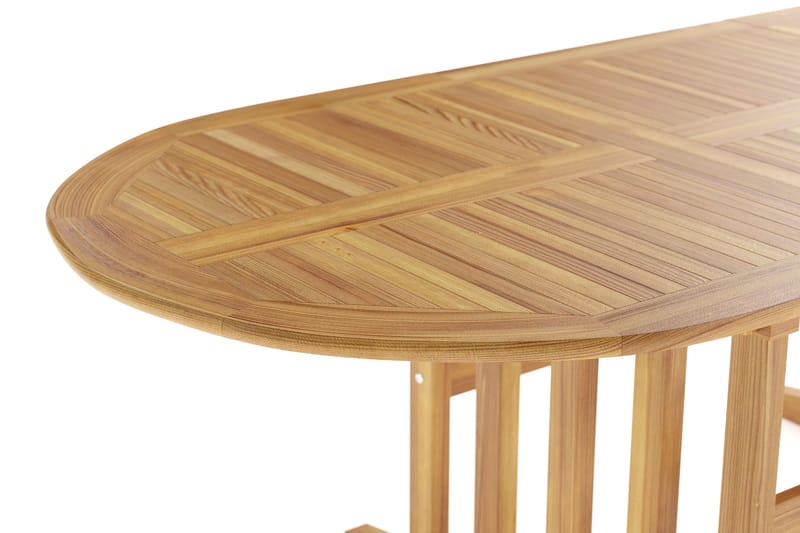 Menorca ovalt udtræksbart udendørs spisebord i træ 90x150 cm - Teak / Natur - Havemøbler - Havebord - Spisebord & havebord