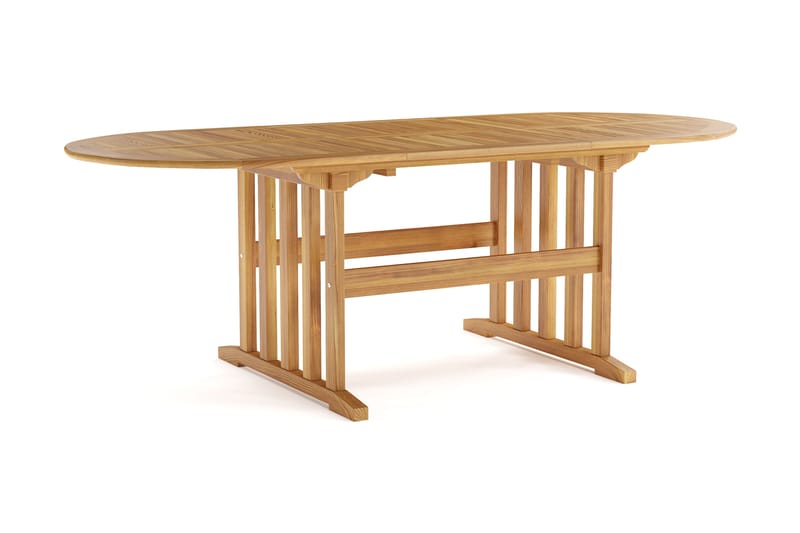 Menorca ovalt udtræksbart udendørs spisebord i træ 90x150 cm - Teak / Natur - Havemøbler - Havebord - Spisebord & havebord