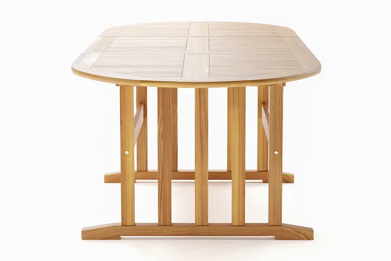 Menorca stort ovalt udtrækkeligt spisebord i træ til udendørs brug 100x180 cm - Teak/natur - Havemøbler - Havebord - Spisebord & havebord